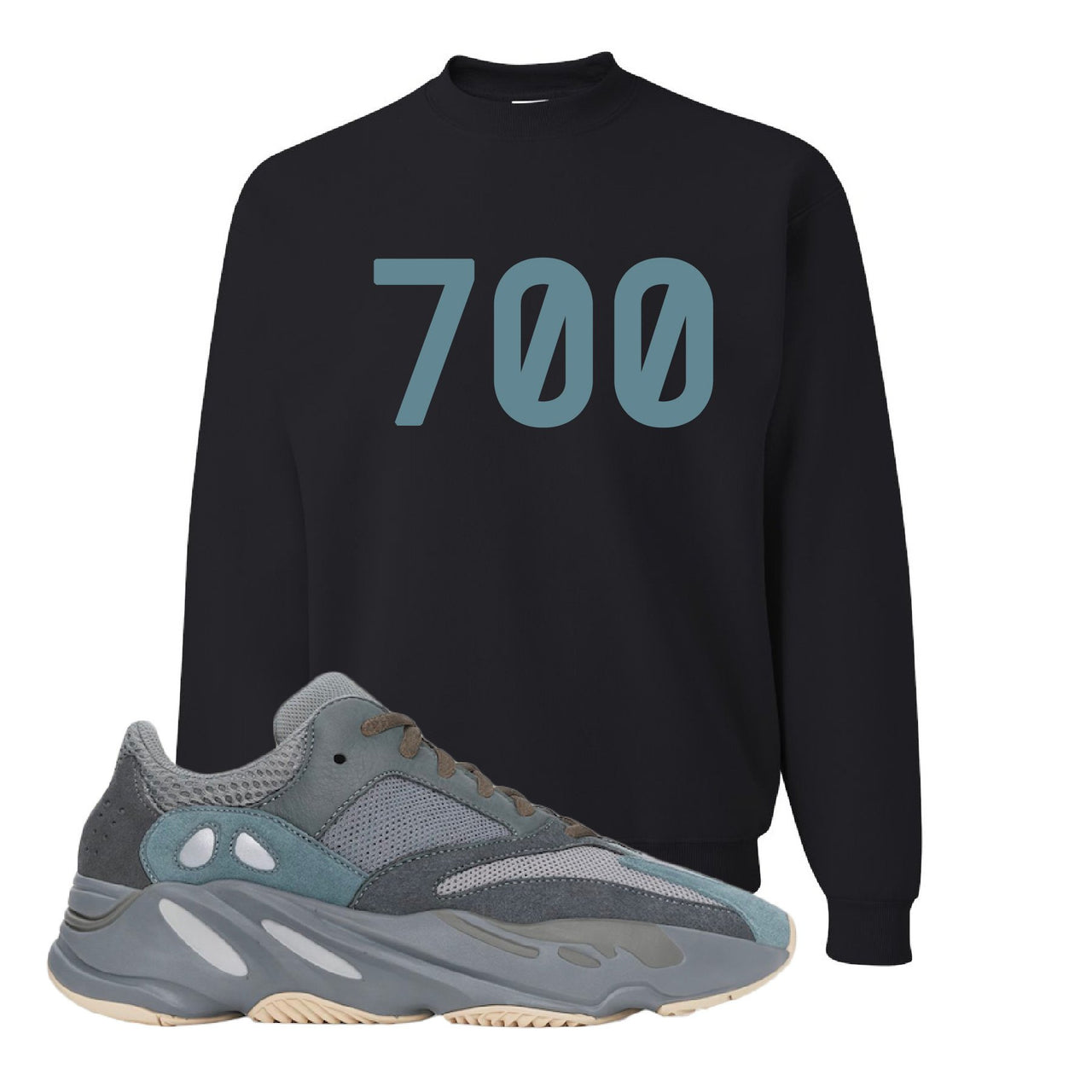 Yeezy Boost 700 Teal Blue 700 Black Sneaker Hook Up Crewneck Sweatshirt