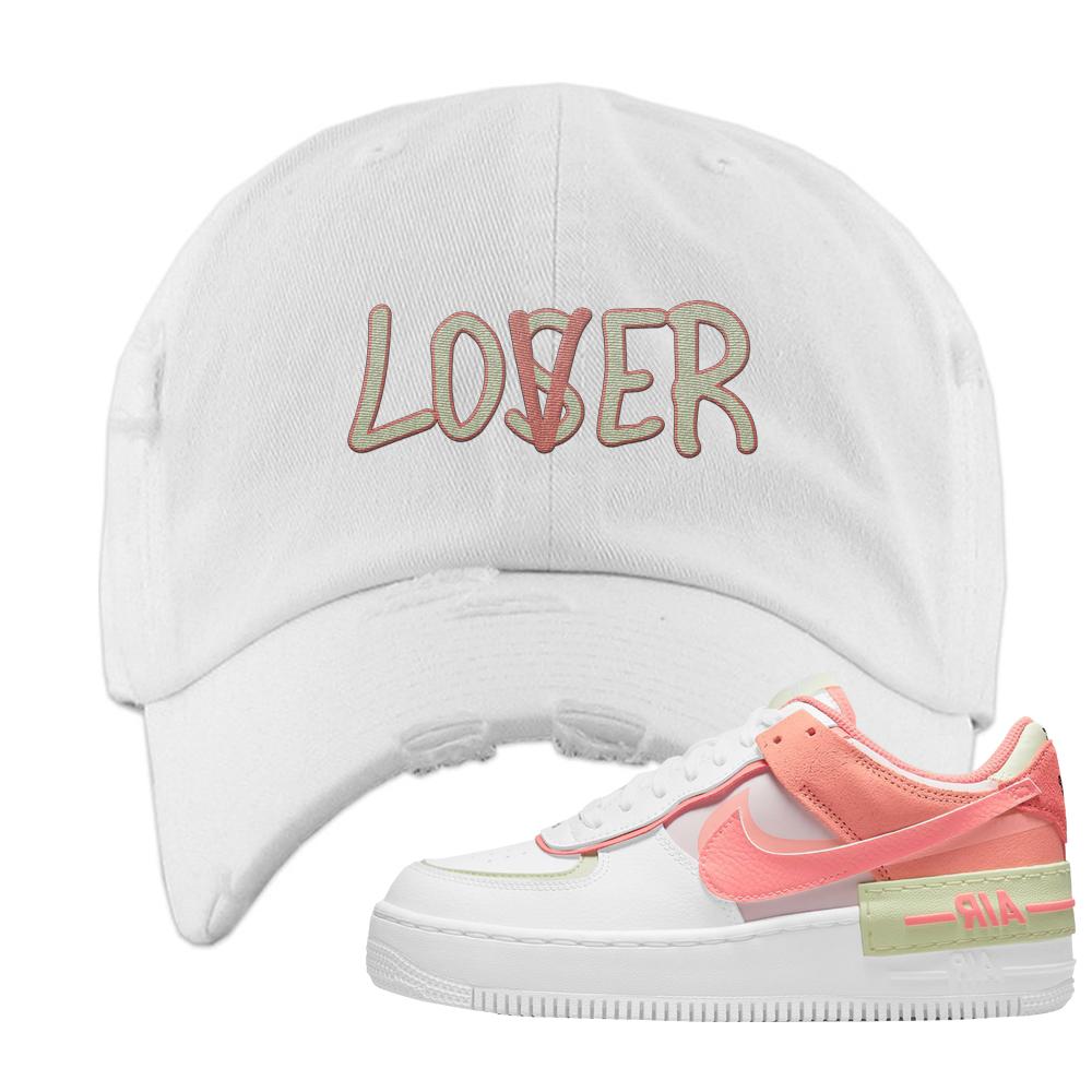 Air Force 1 Low Shadow Magic Ember Distressed Dad Hat | Lover, White