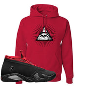 Red Lipstick Low 14s Hoodie | All Seeing Eye, Red