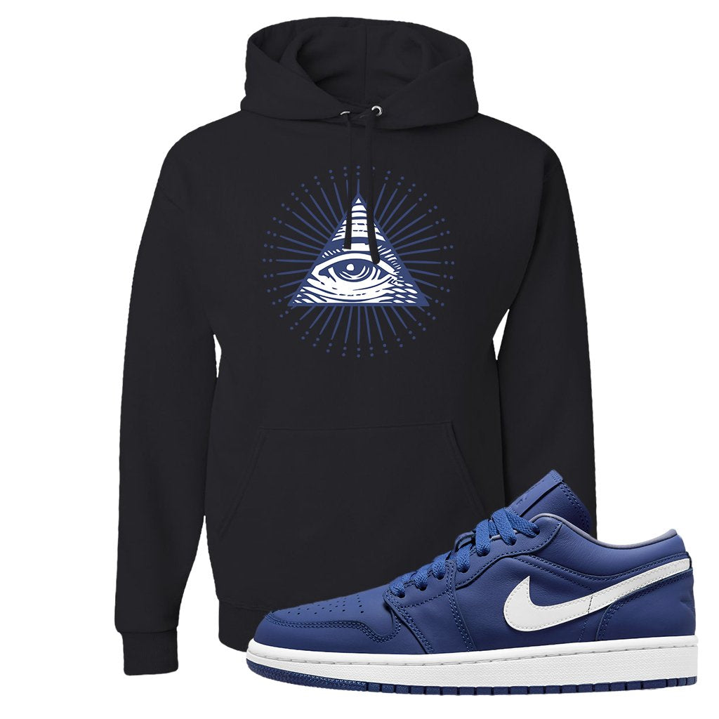 WMNS Dusty Blue Low 1s Hoodie | All Seeing Eye, Black