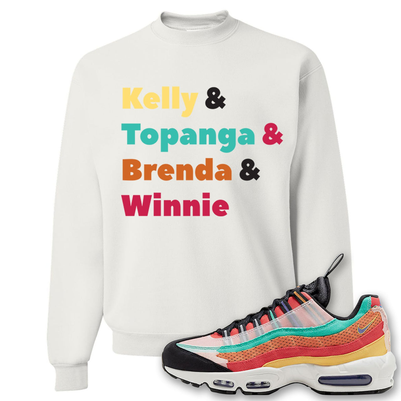 Air Max 95 Black History Month Sneaker White Crewneck Sweatshirt | Crewneck to match Nike Air Max 95 Black History Month Shoes | Kelly And Gang