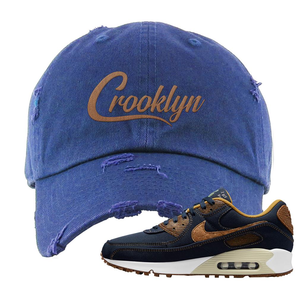 Cork Obsidian 90s Distressed Dad Hat | Crooklyn, Navy Blue