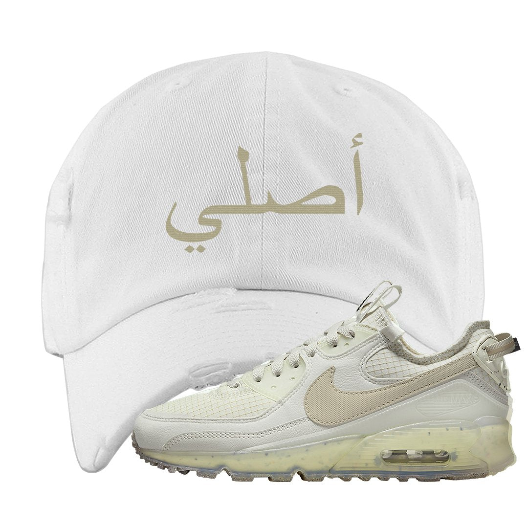 Terrascape Light Bone 90s Distressed Dad Hat | Original Arabic, White
