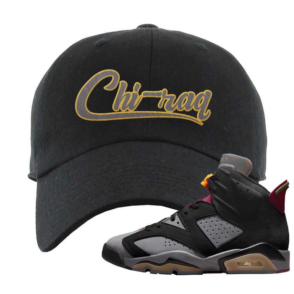 Bordeaux 6s Dad Hat | Chiraq, Black