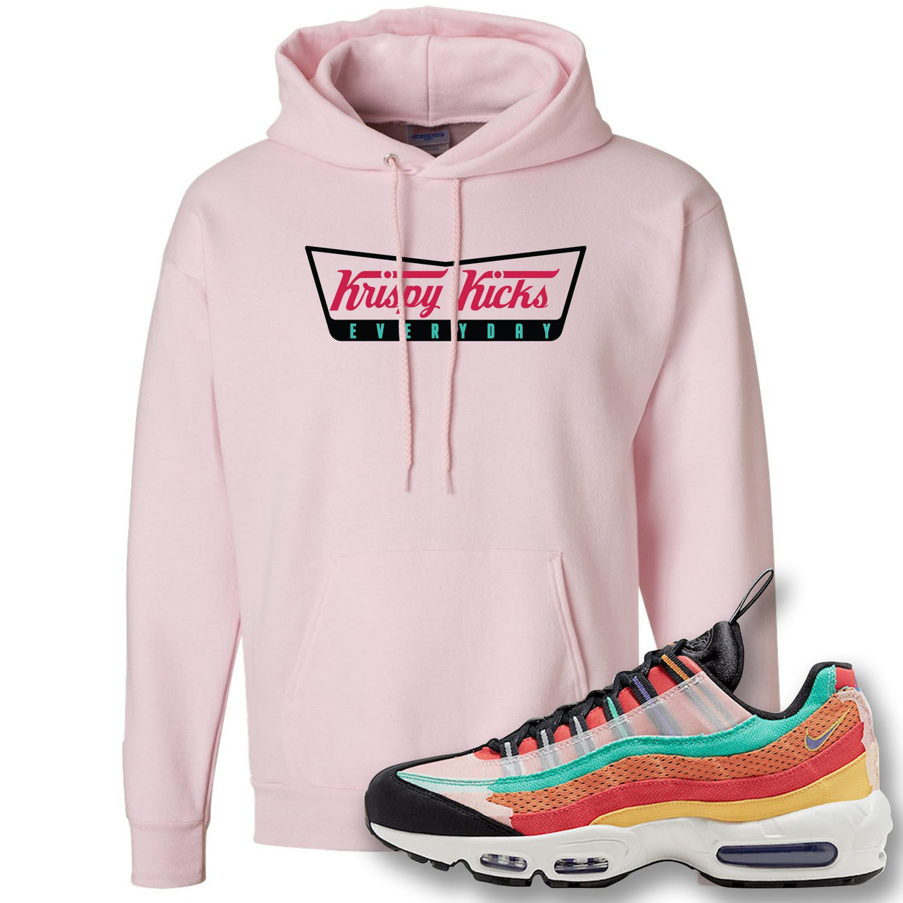 Air Max 95 Black History Month Sneaker Classic Pink Pullover Hoodie | Hoodie to match Nike Air Max 95 Black History Month Shoes | Krispy Kicks