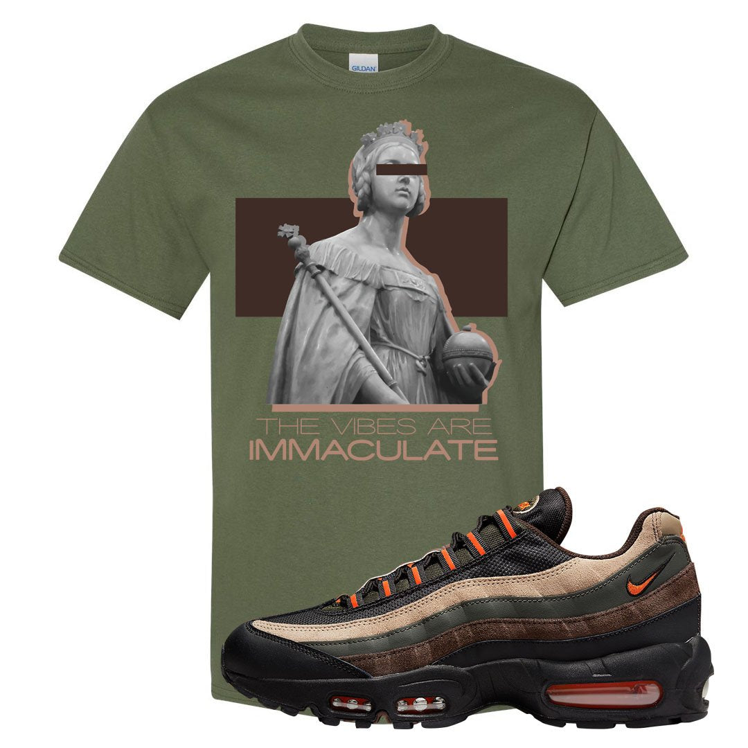 Dark Army Orange Blaze 95s T Shirt | The Vibes Are Immaculate, Military Green