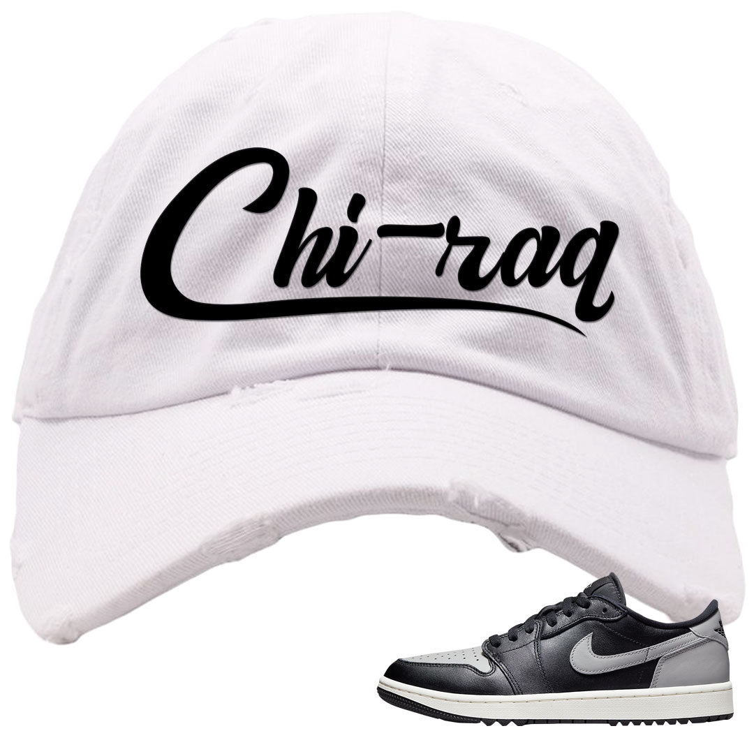 Shadow Golf Low 1s Distressed Dad Hat | Chiraq, White