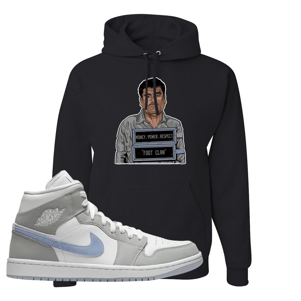 Wolf Grey Mid 1s Hoodie | El Chapo Illustration, Black