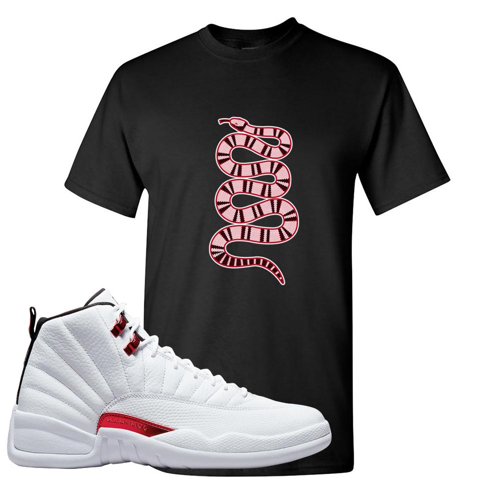 Twist White Red 12s T Shirt | Coiled Snake, Black