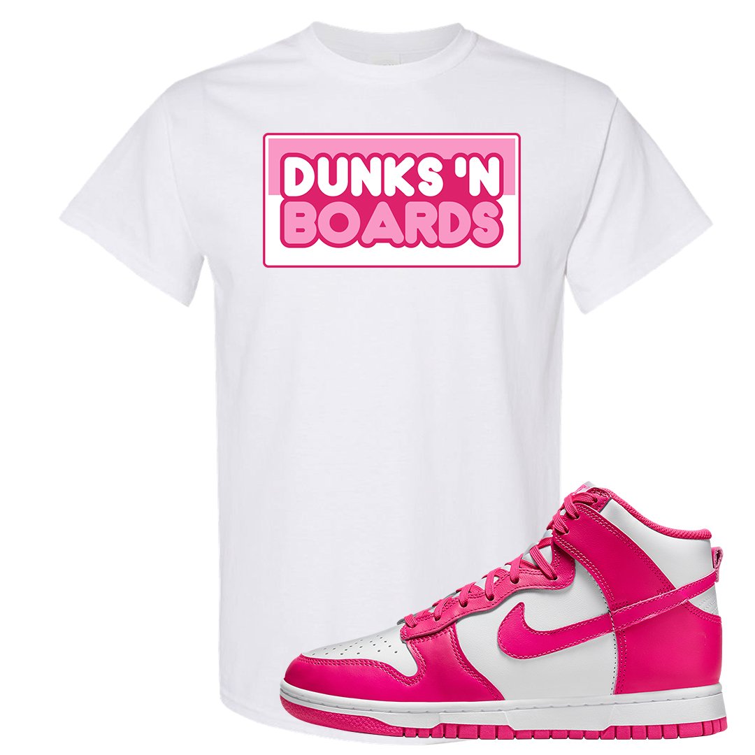 Pink Prime High Dunks T Shirt | Dunks N Boards, White