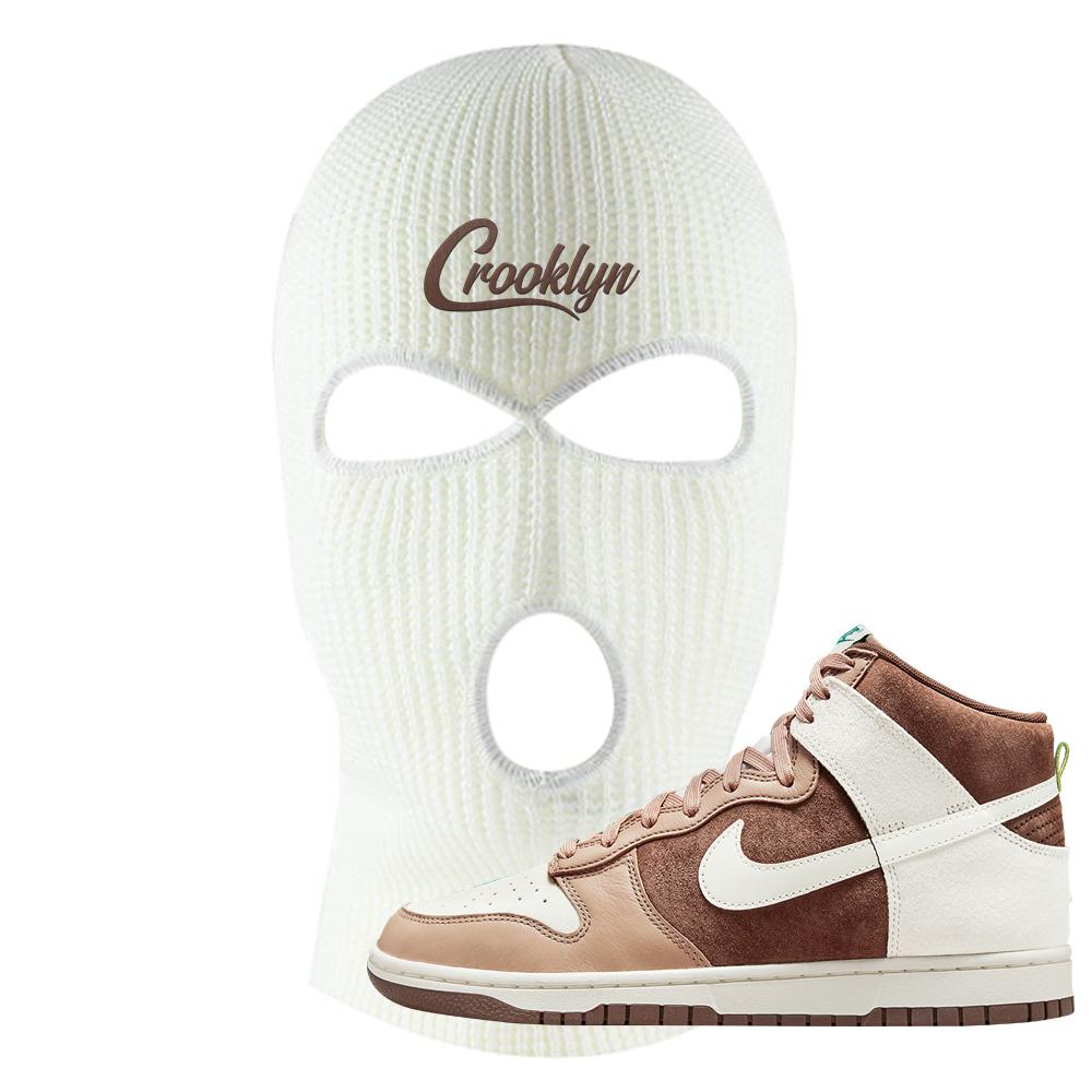 Light Chocolate High Dunks Ski Mask | Crooklyn, White