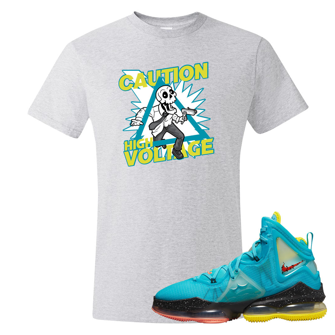 South Beach Christmas Bron 19s T Shirt | Caution High Voltage, Ash