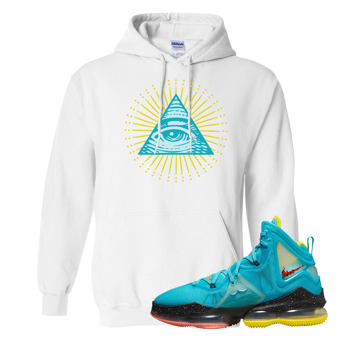 South Beach Christmas Bron 19s Hoodie | All Seeing Eye, White