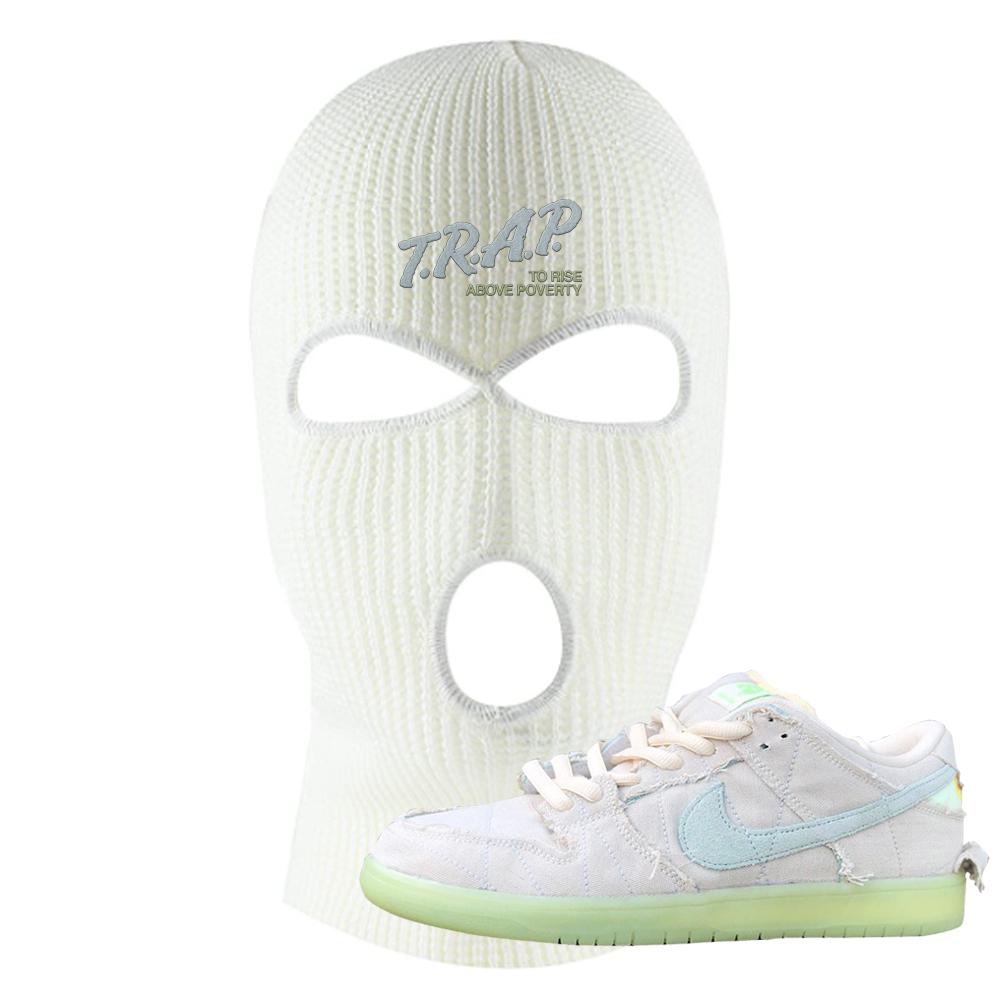 Mummy Low Dunks Ski Mask | Trap To Rise Above Poverty, White