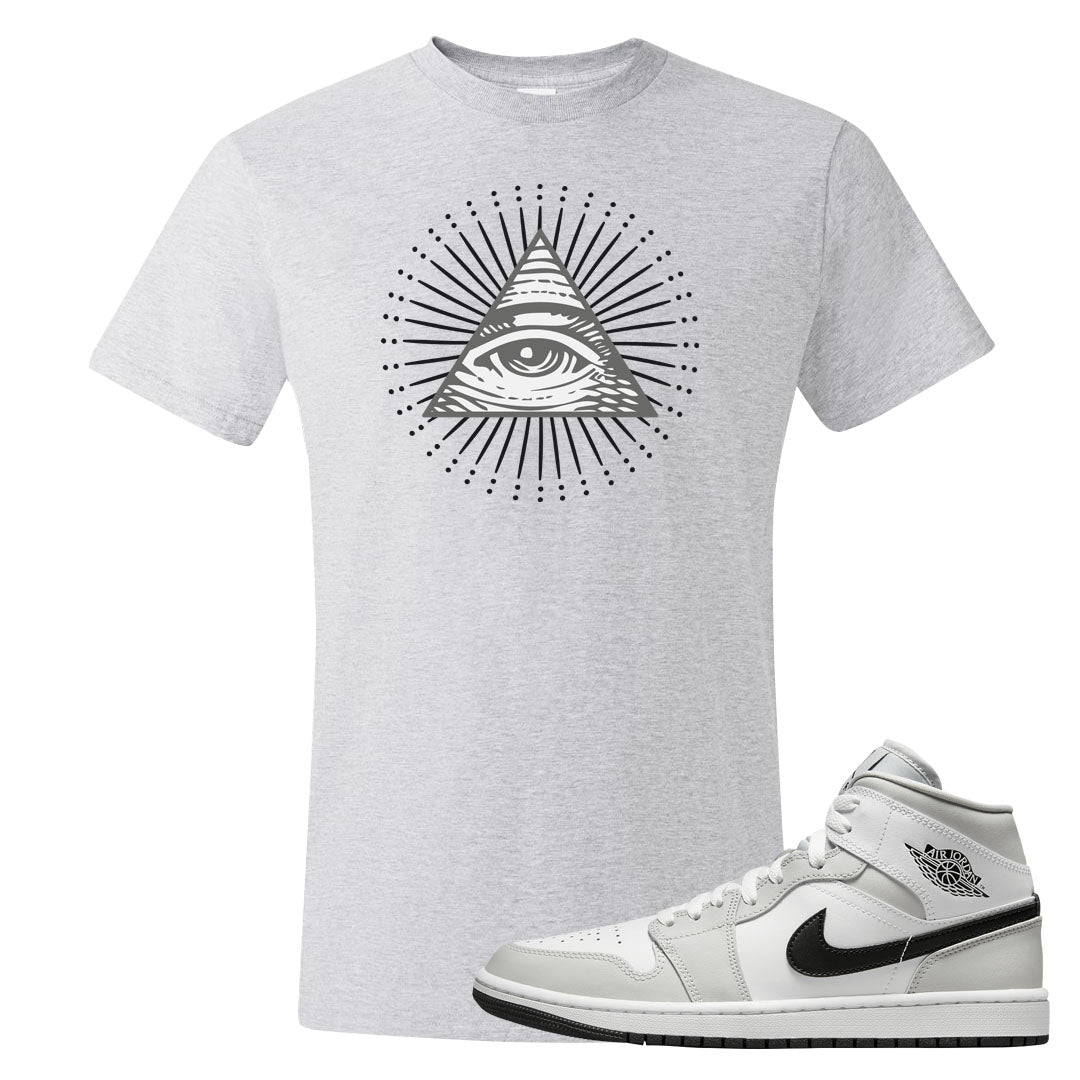 Light Smoke Grey Mid 1s T Shirt | All Seeing Eye, Ash