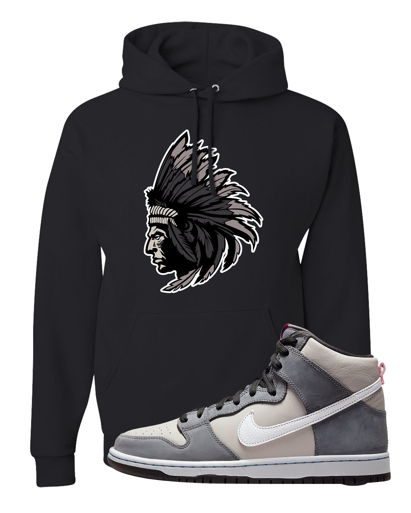 Medium Grey High Dunks Hoodie | Indian Chief, Black