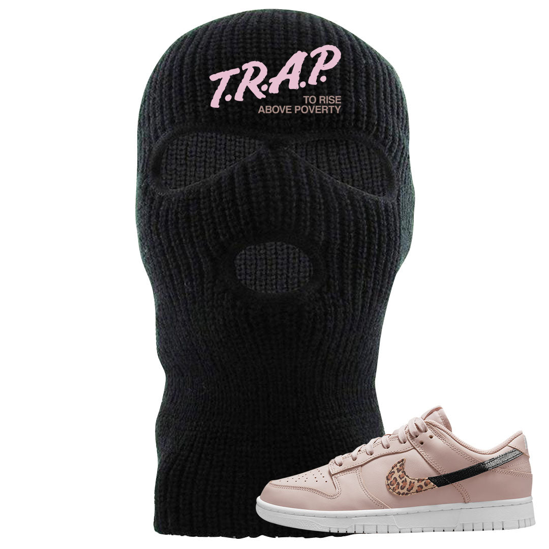 Primal Dusty Pink Leopard Low Dunks Ski Mask | Trap To Rise Above Poverty, Black
