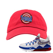 LeBron 17 Low Tune Squad Sneaker Red Dad Hat | Hat to match Nike LeBron 17 Low Tune Squad Shoes | Squad