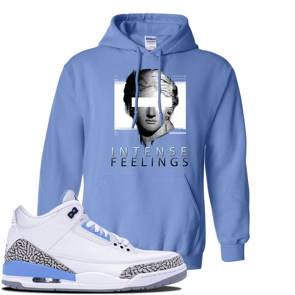 Jordan 3 UNC Sneaker Carolina Blue Pullover Hoodie | Hoodie to match Nike Air Jordan 3 UNC Shoes | Intense Feelings