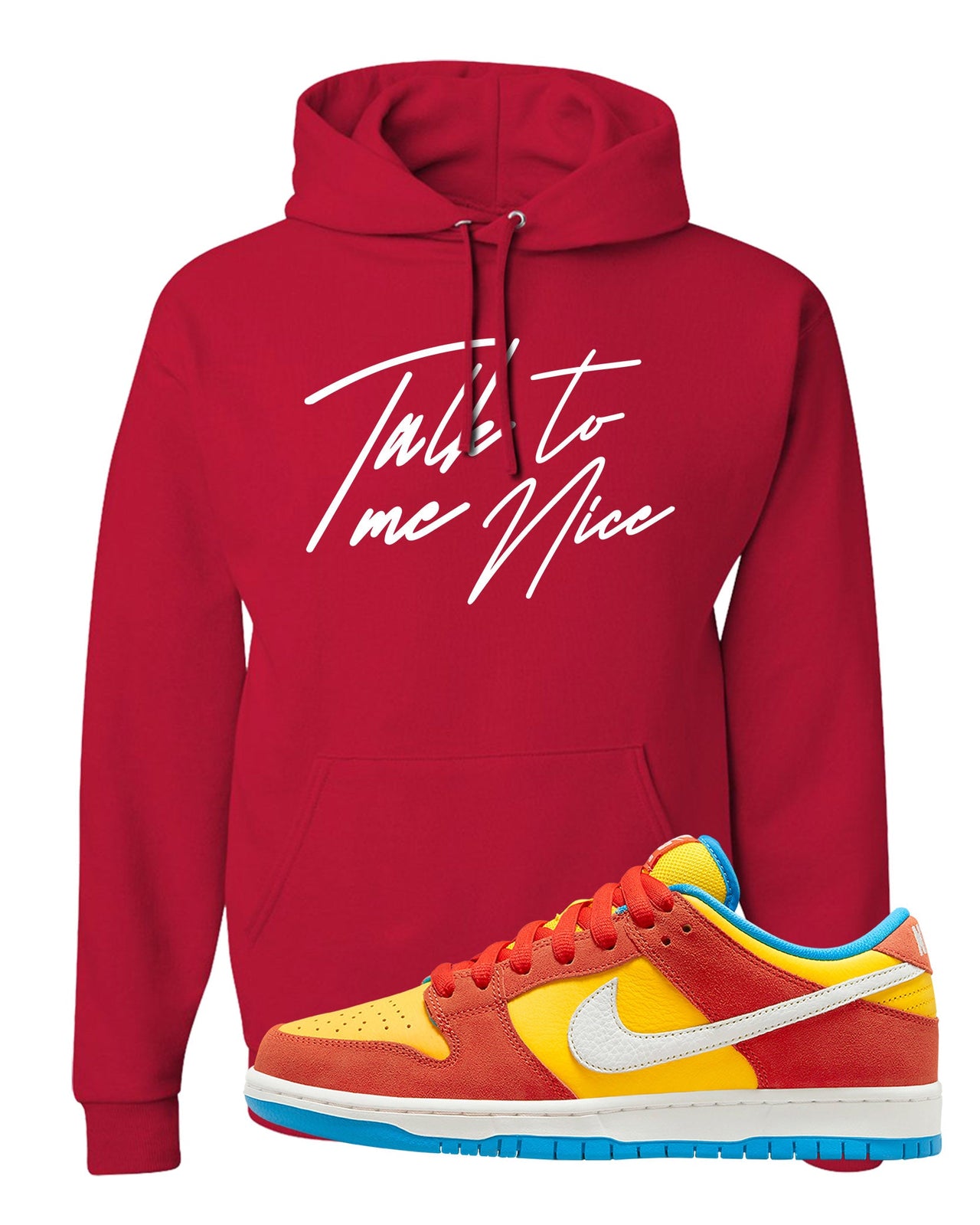 Habanero Red Gold Blue Low Dunks Hoodie | Talk To Me Nice, Red