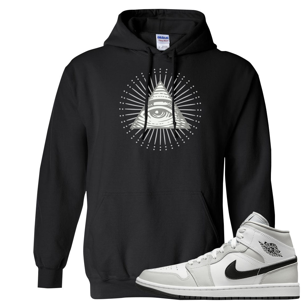 Light Smoke Grey Mid 1s Hoodie | All Seeing Eye, Black