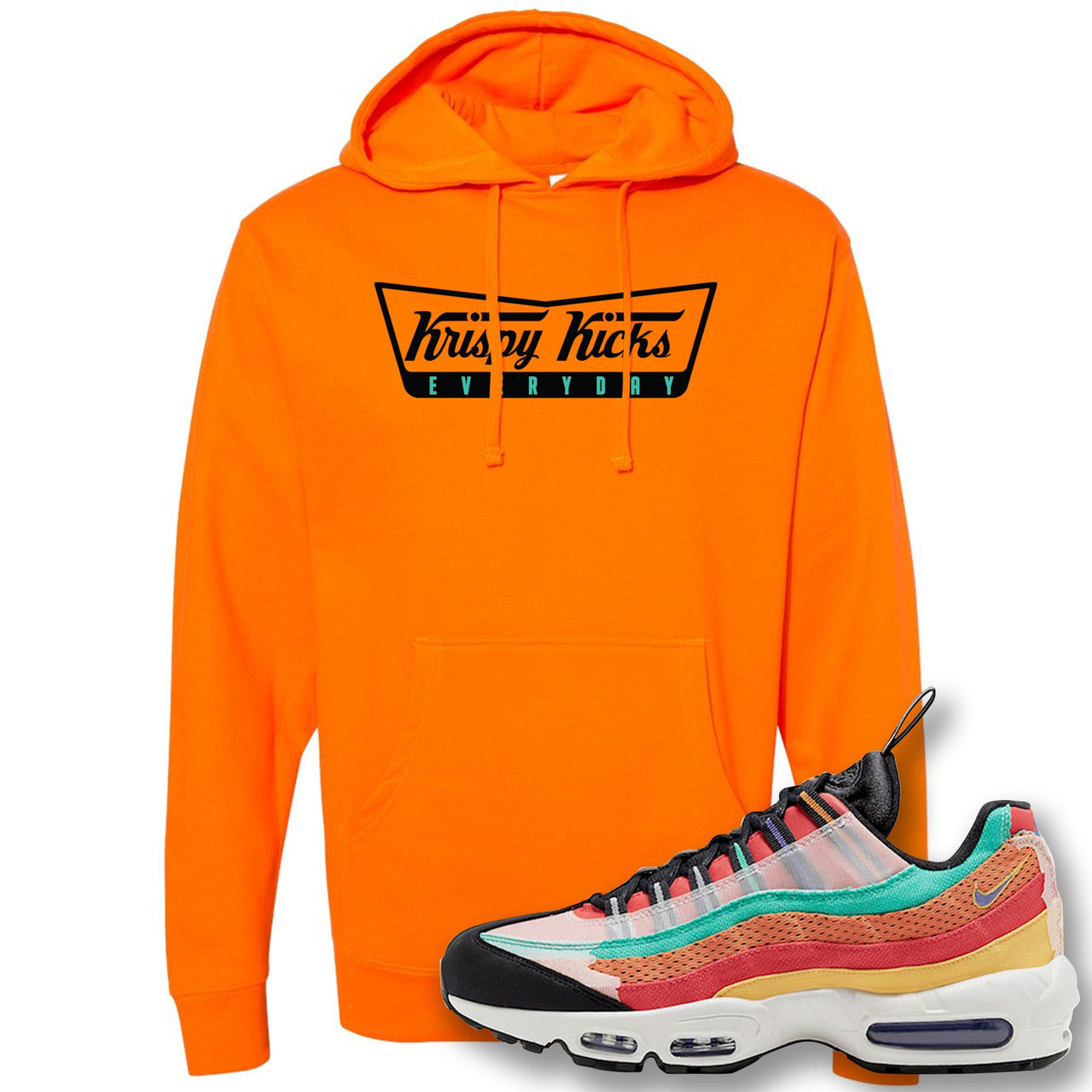 Air Max 95 Black History Month Sneaker Safety Orange Pullover Hoodie | Hoodie to match Nike Air Max 95 Black History Month Shoes | Krispy Kicks