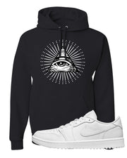 Triple White Golf Low 1s Hoodie | All Seeing Eye, Black