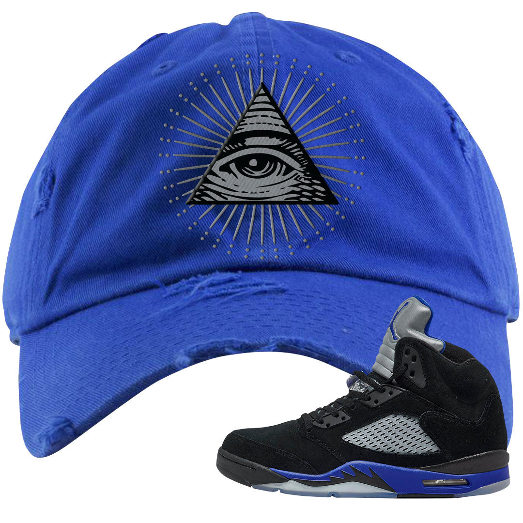 Racer Blue 5s Distressed Dad Hat | All Seeing Eye, Royal