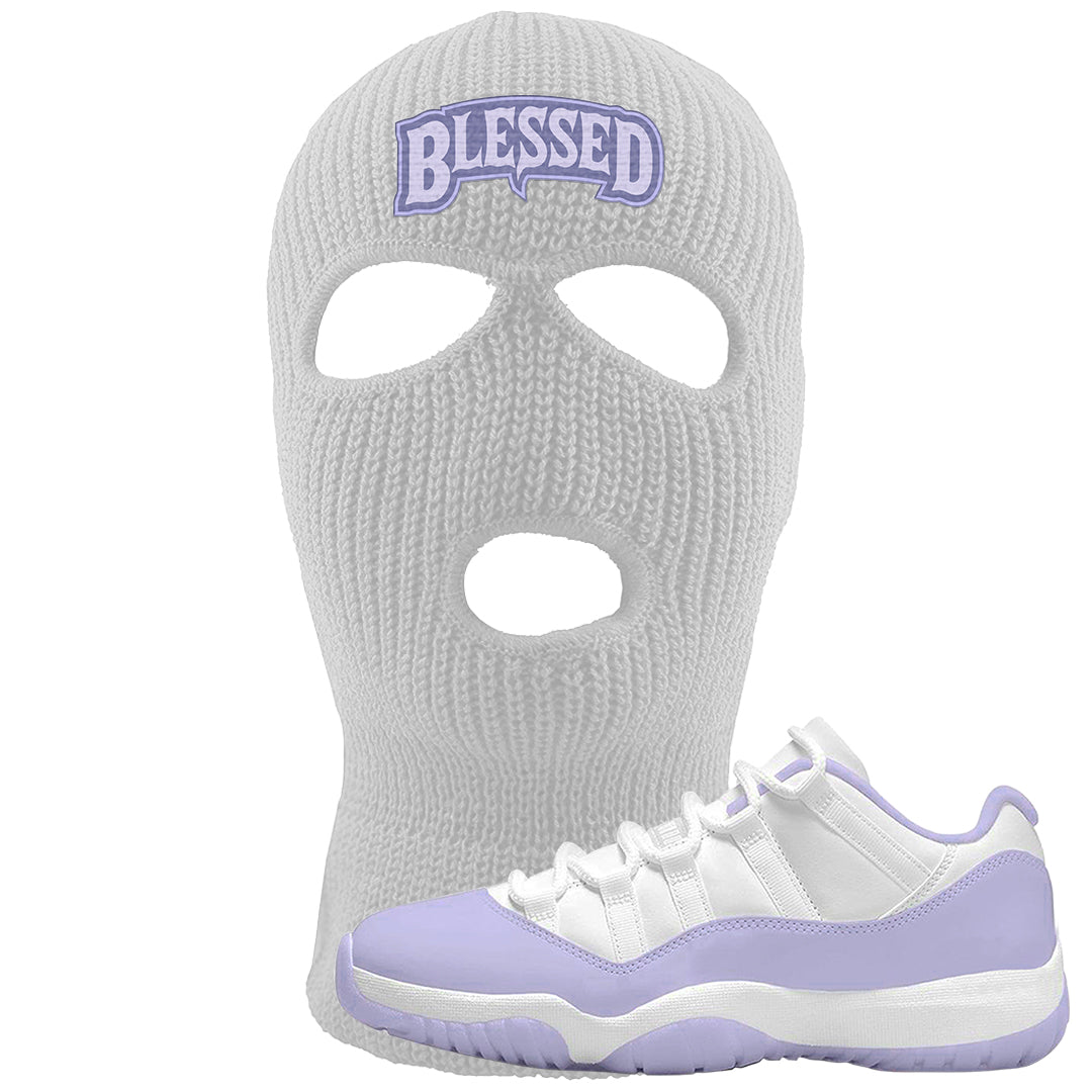 Pure Violet Low 11s Ski Mask | Blessed Arch, White