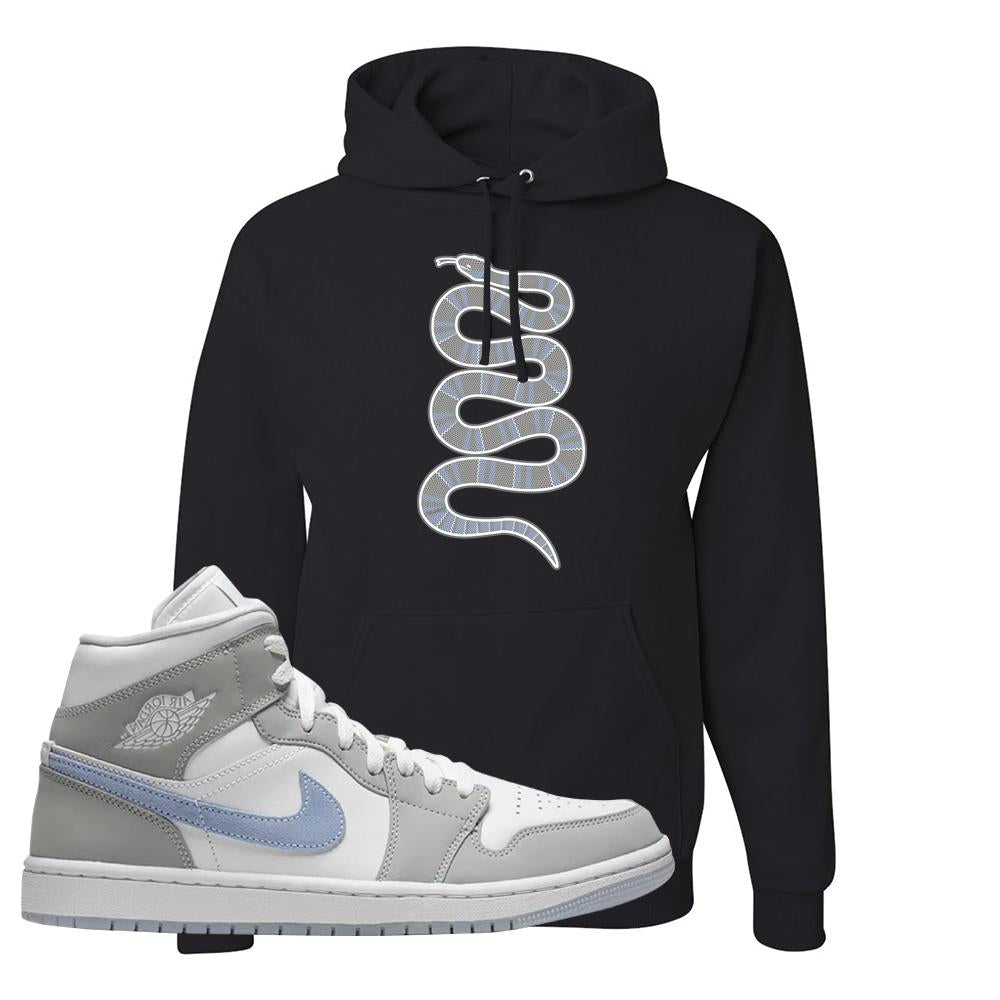 Wolf Grey Mid 1s Hoodie | Coiled Snake, Black