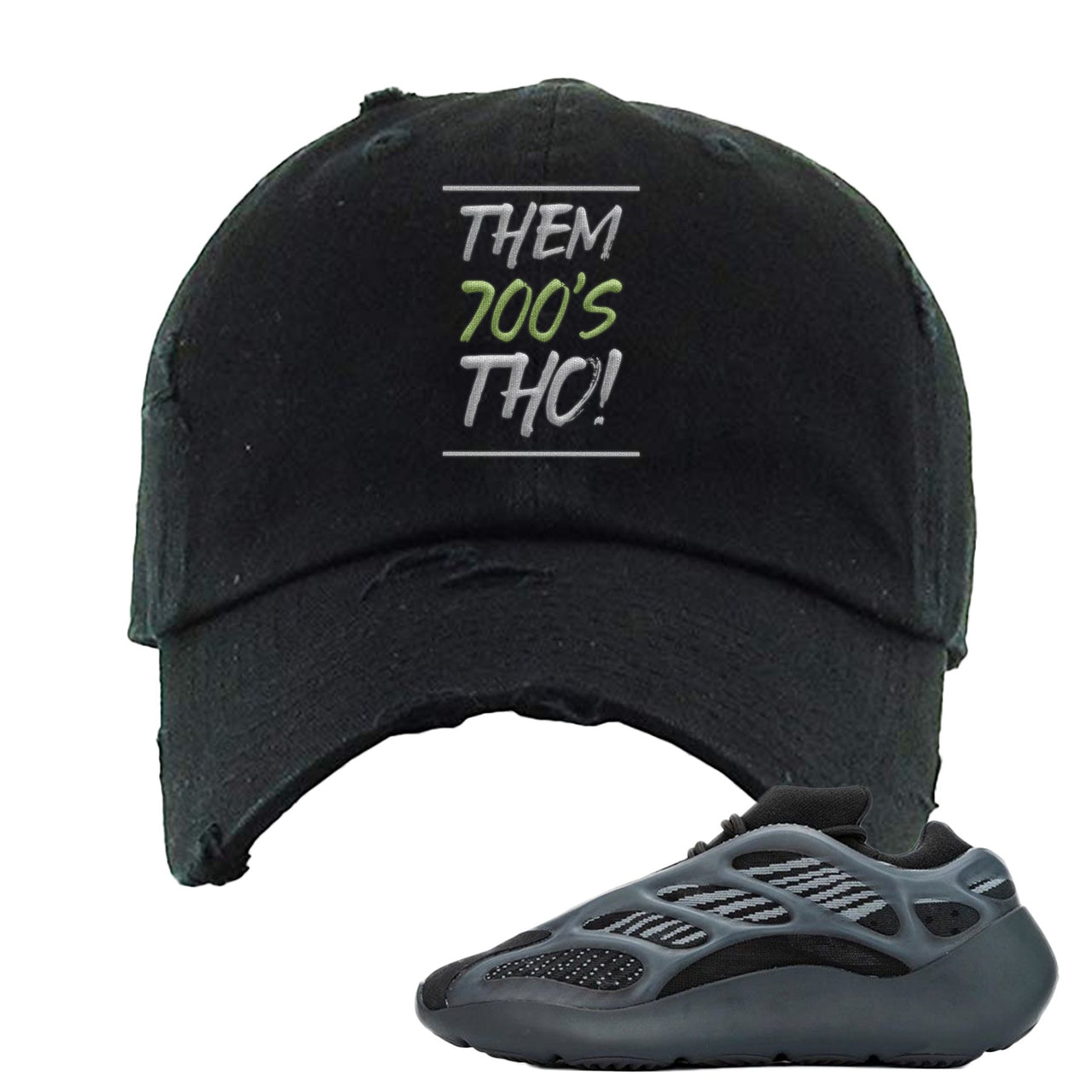 Alvah v3 700s Distressed Dad Hat | Them 700's Tho!, Black