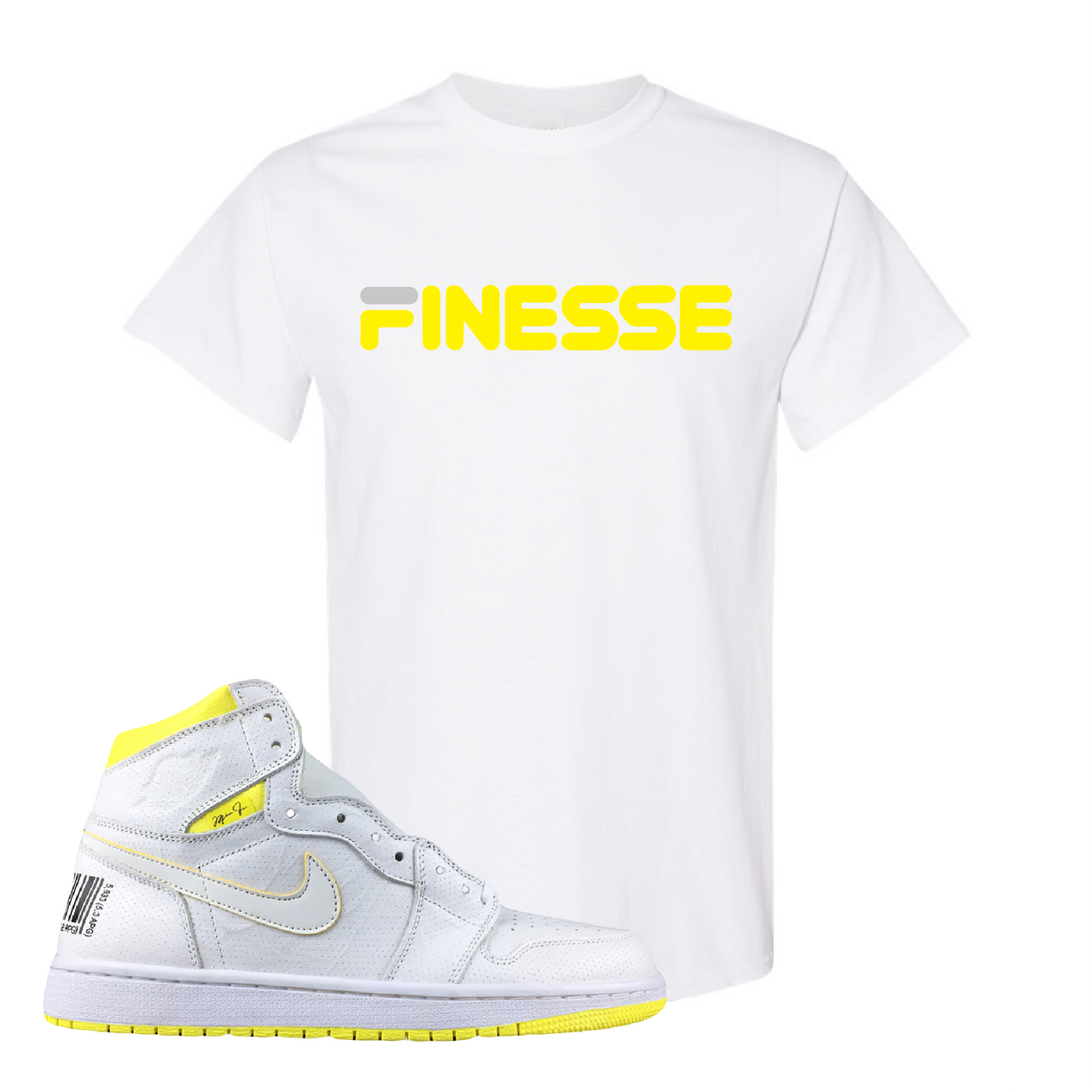 Jordan 1 First Class Flight Finesse Sneaker Matching White T-Shirt