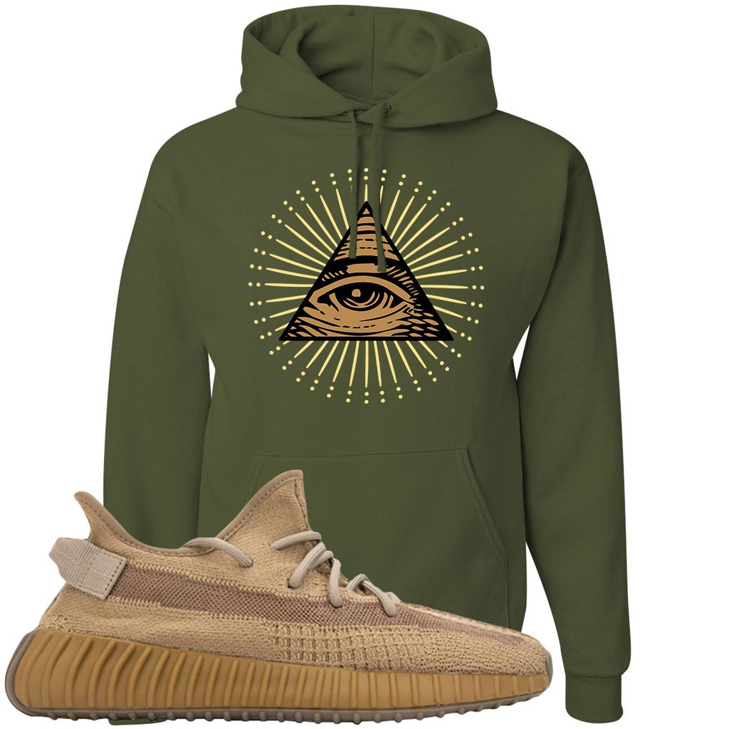 Earth v2 350s Hoodie | All Seeing Eye, Military Green