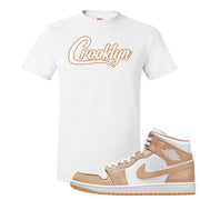 Air Jordan 1 Mid Tan Leather T Shirt | Crooklyn, White