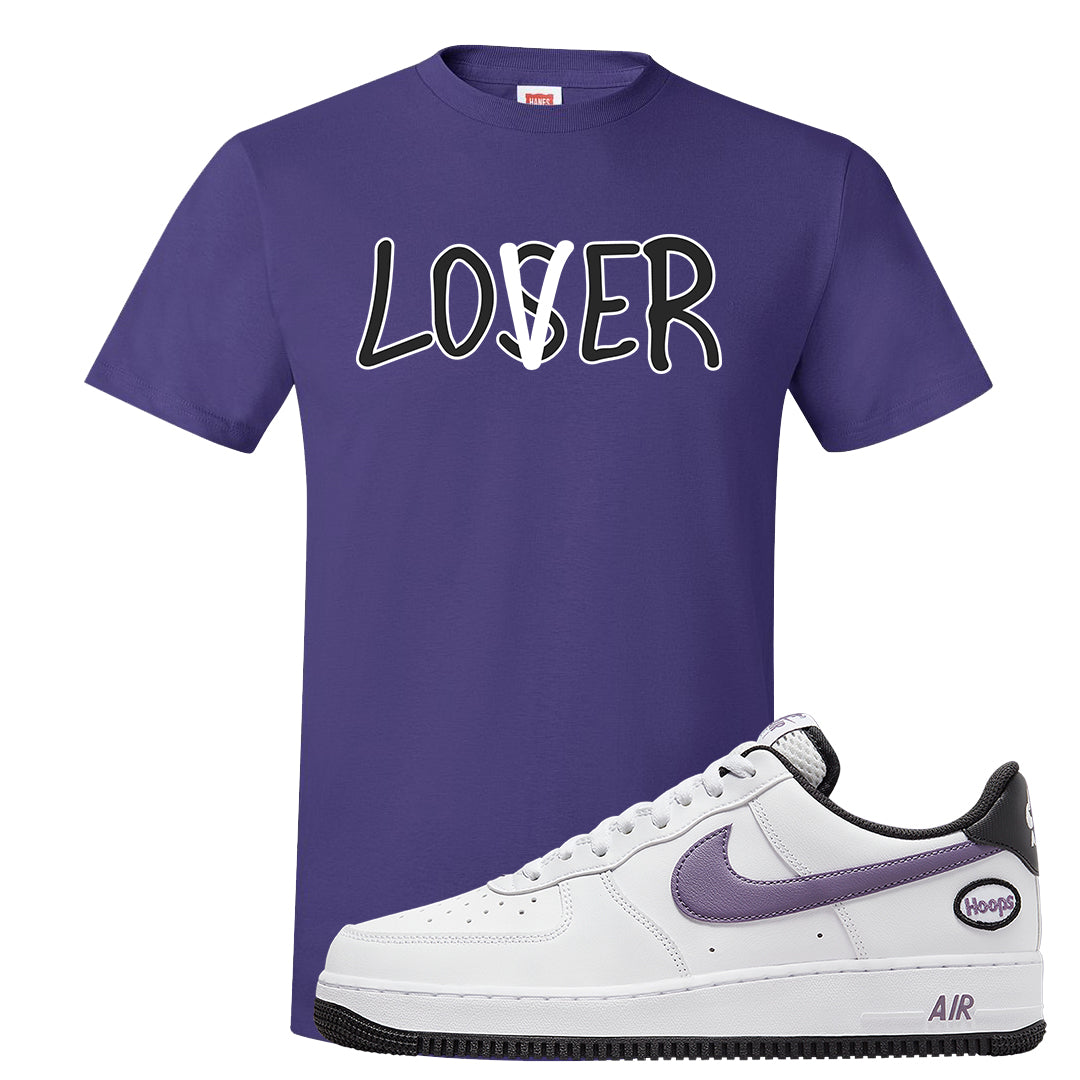 Canyon Purple Hoop AF1s T Shirt | Lover, Purple