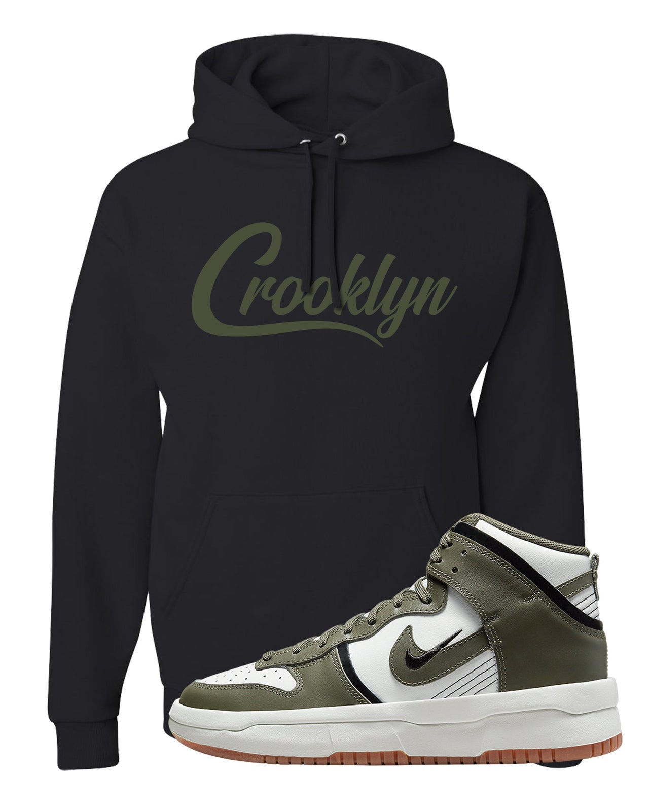 Cargo Khaki Rebel High Dunks Hoodie | Crooklyn, Black