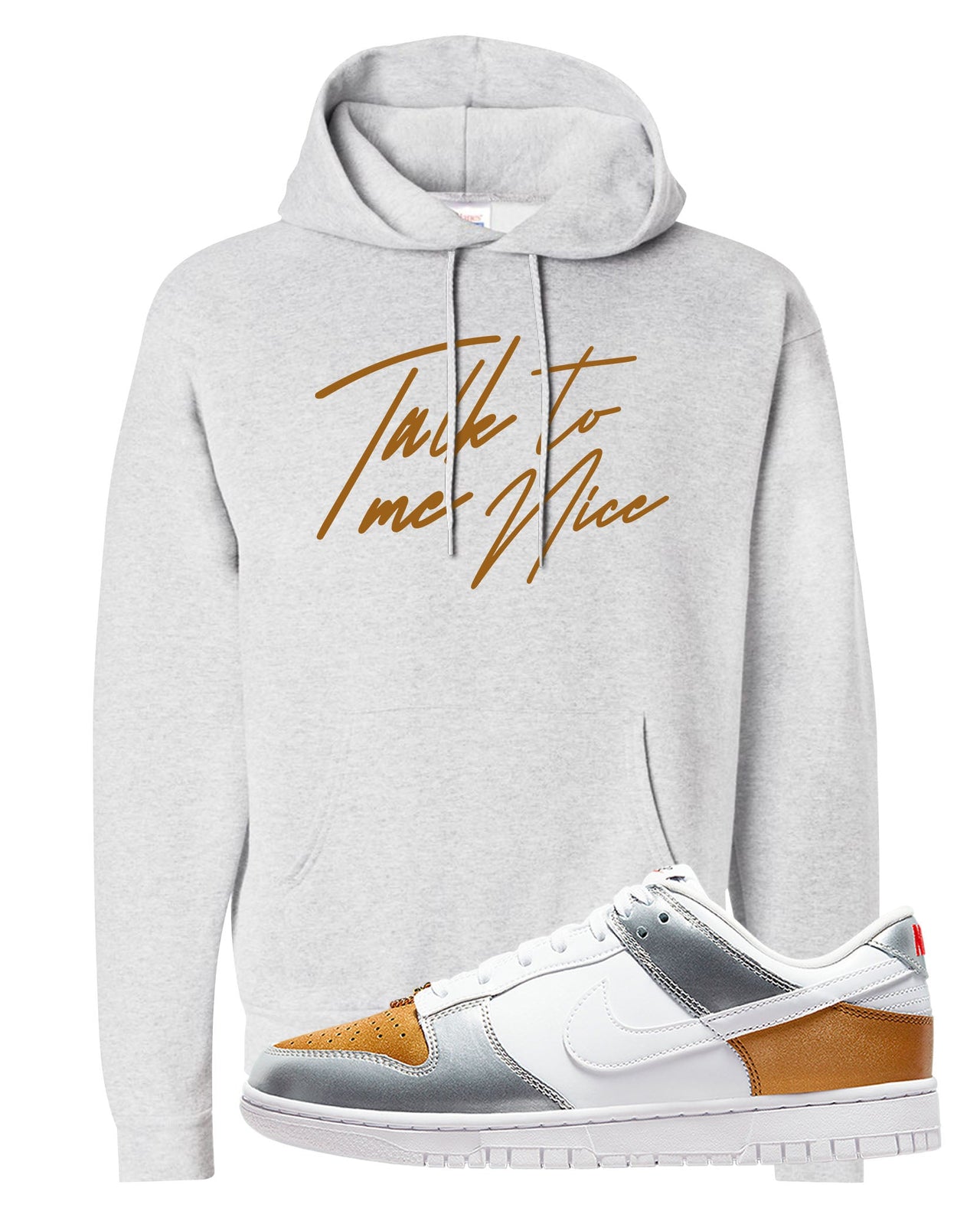 Gold Silver Red Low Dunks Hoodie | Talk To Me Nice, Ash