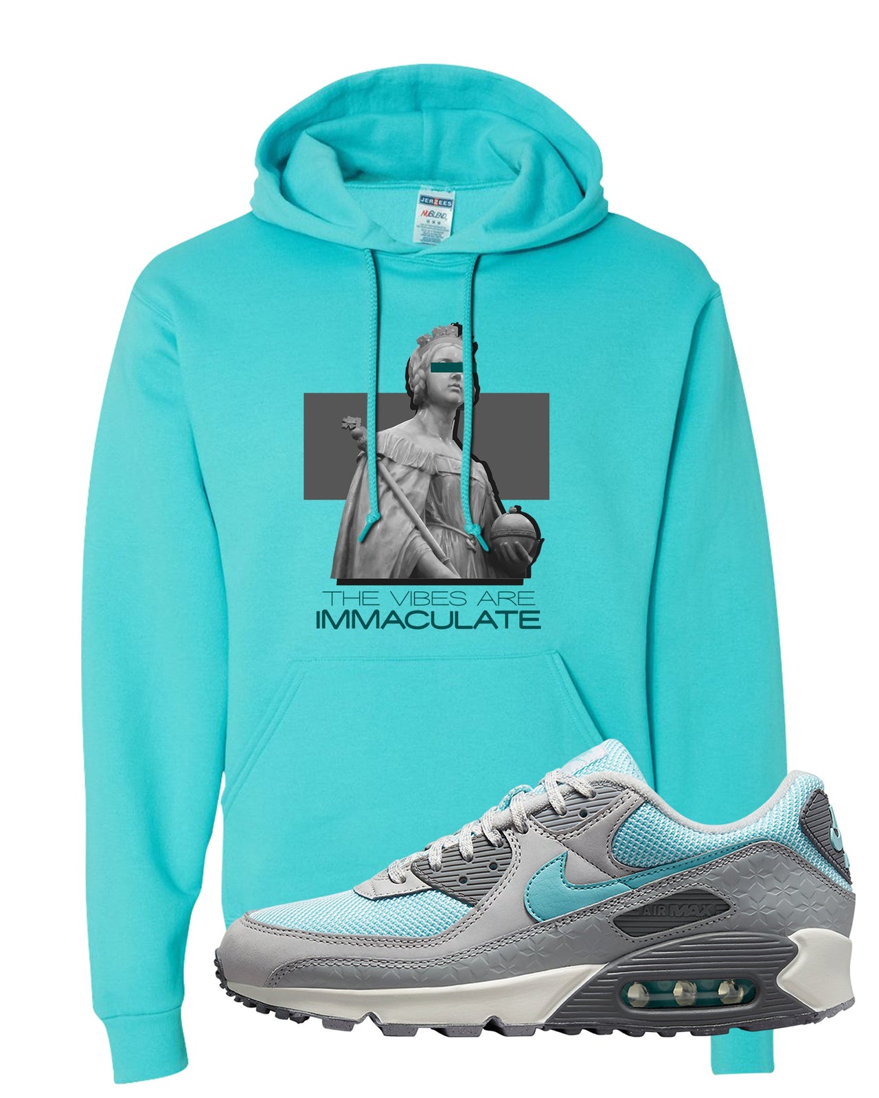 Snowflake 90s Hoodie | The Vibes Are Immaculate, Scuba Blue