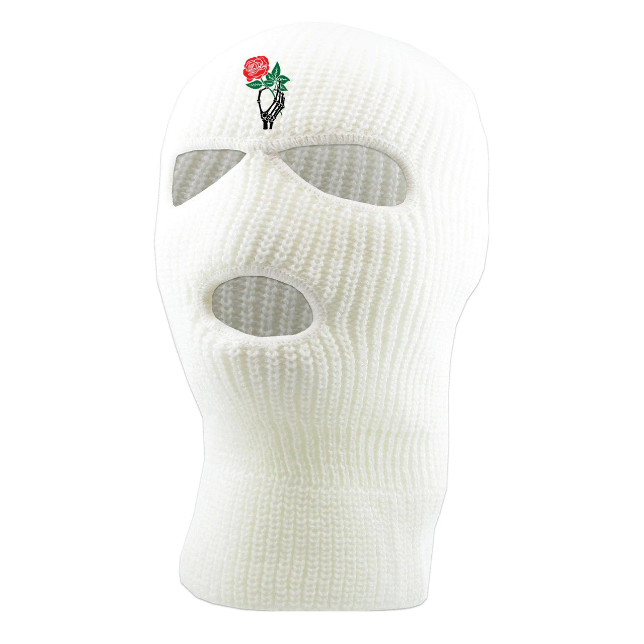 Bone White 500s Ski Mask | Skeleton Hand Rose, White
