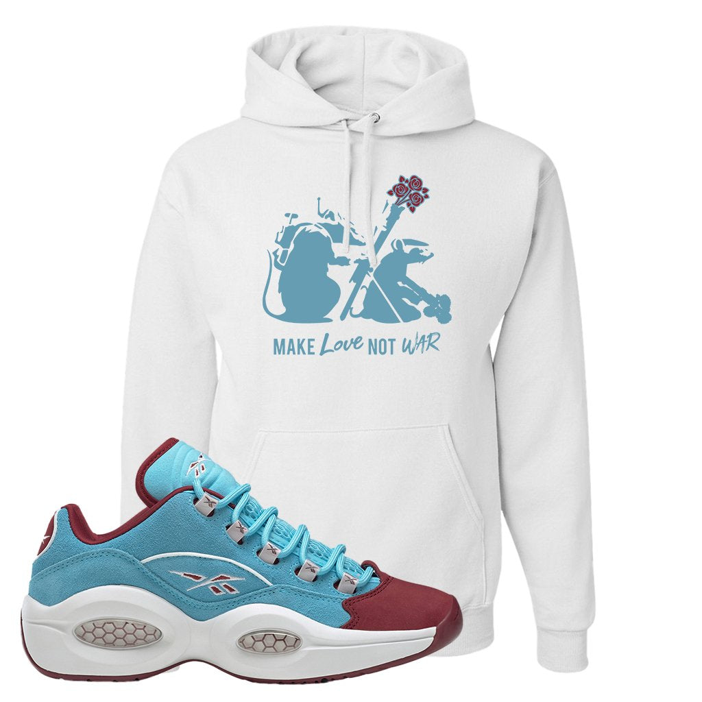 Maroon Light Blue Question Lows Hoodie | Army Rats, White