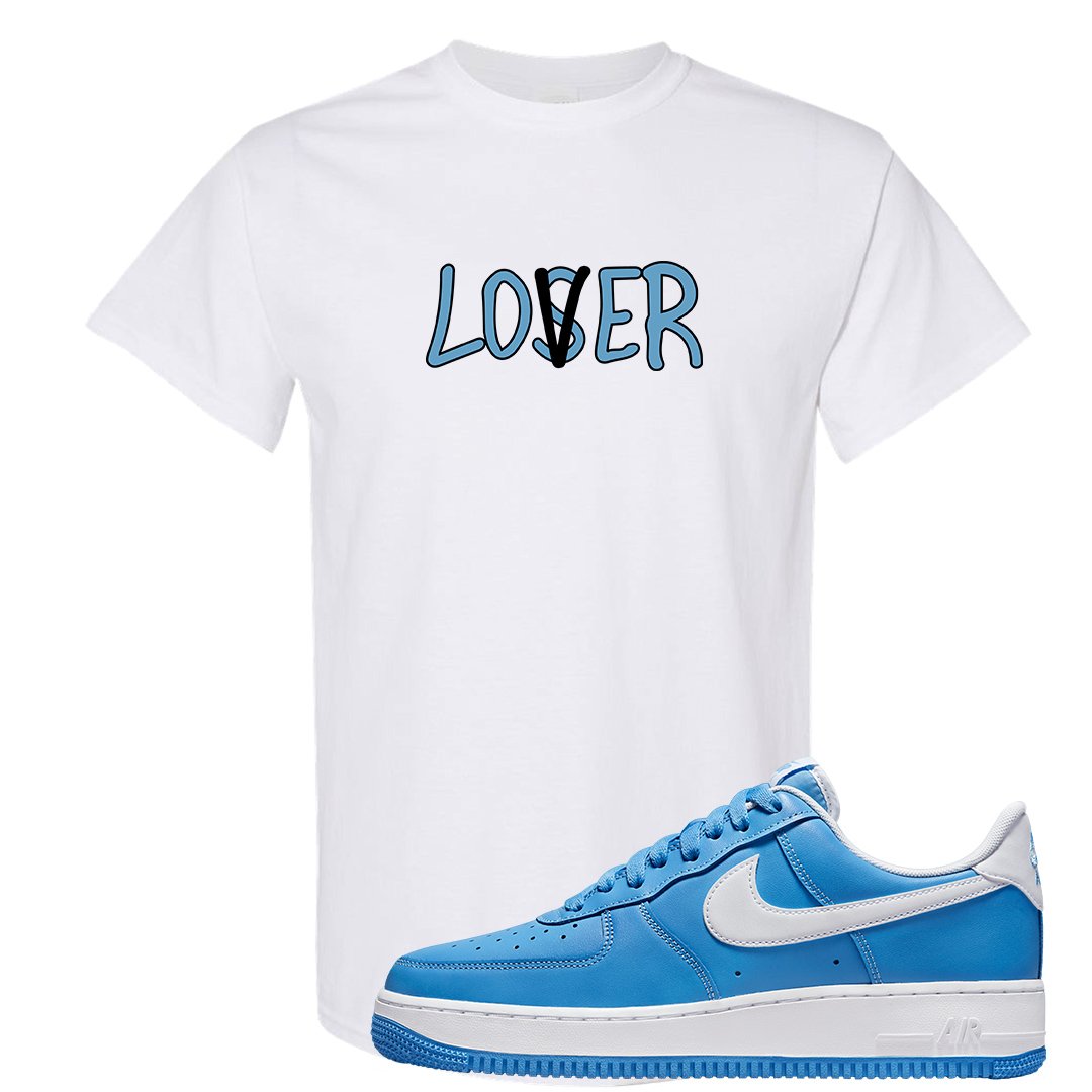 University Blue Low AF1s T Shirt | Lover, White