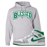 Light Smoke Pine Green Mid 1s Hoodie | Blessed Arch, Ash