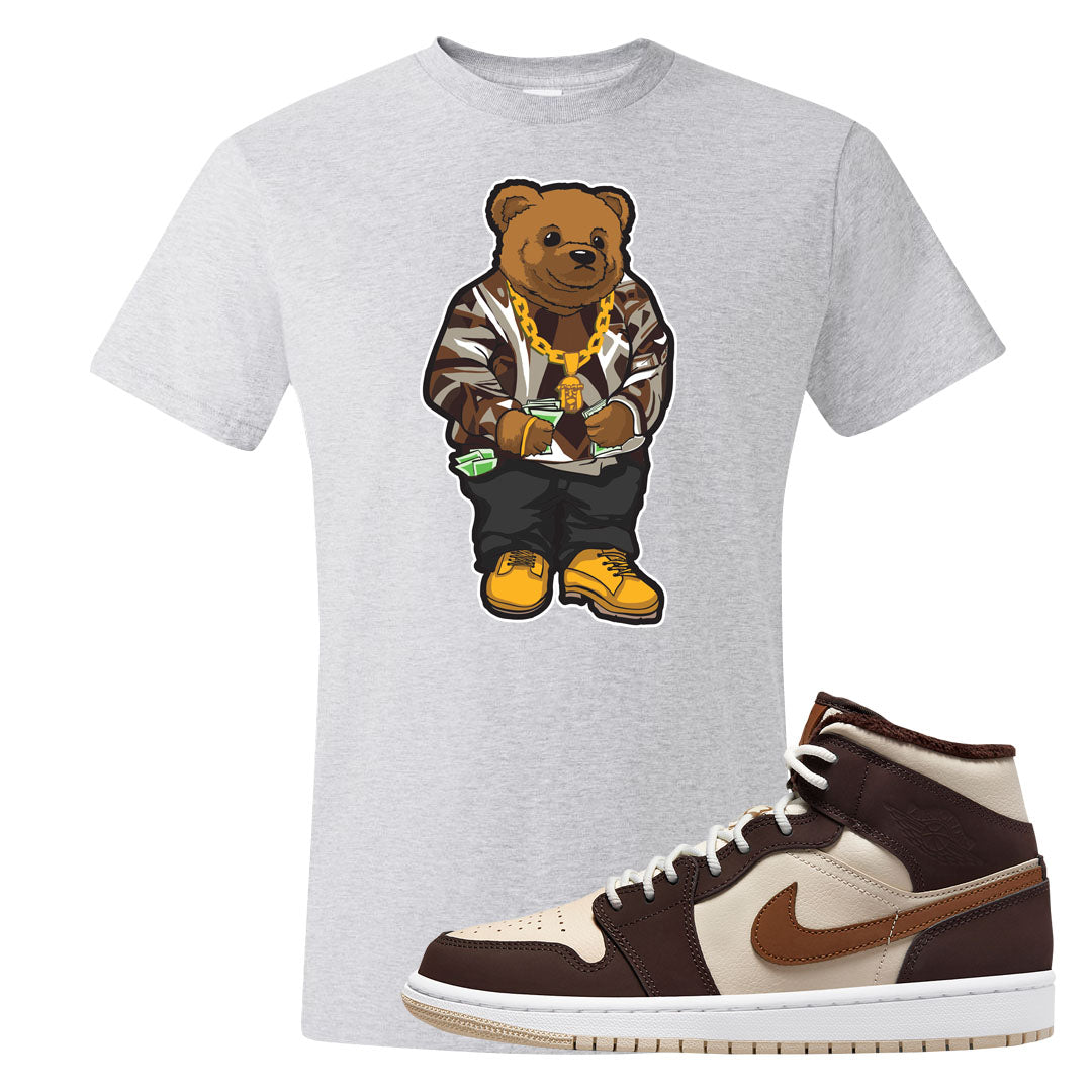 Brown Fleece Mid 1s T Shirt | Sweater Bear, Ash