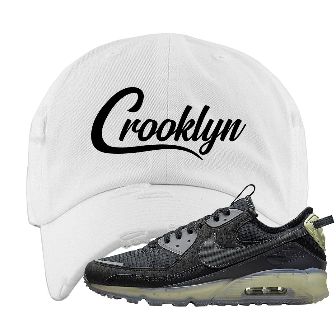 Terrascape Lime Ice 90s Distressed Dad Hat | Crooklyn, White