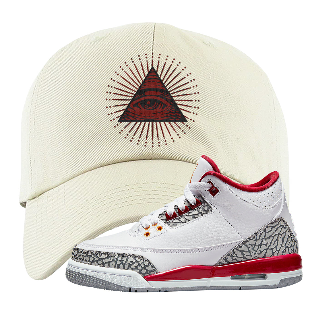 Cardinal Red 3s Dad Hat | All Seeing Eye, White
