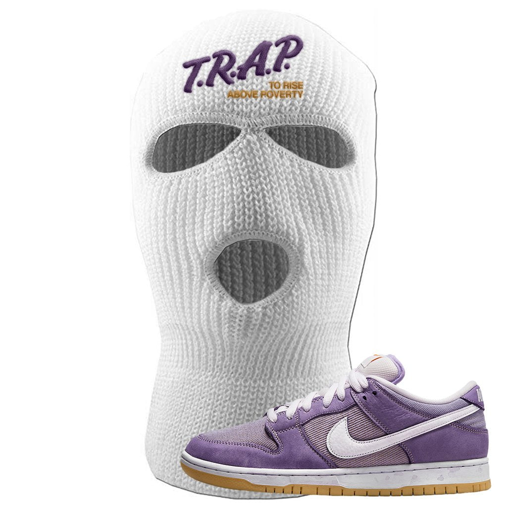 Unbleached Purple Lows Ski Mask | Trap To Rise Above Poverty, White