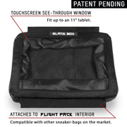 When closed, the Black Box can function as a tablet case with a touch-screen compatible plastic