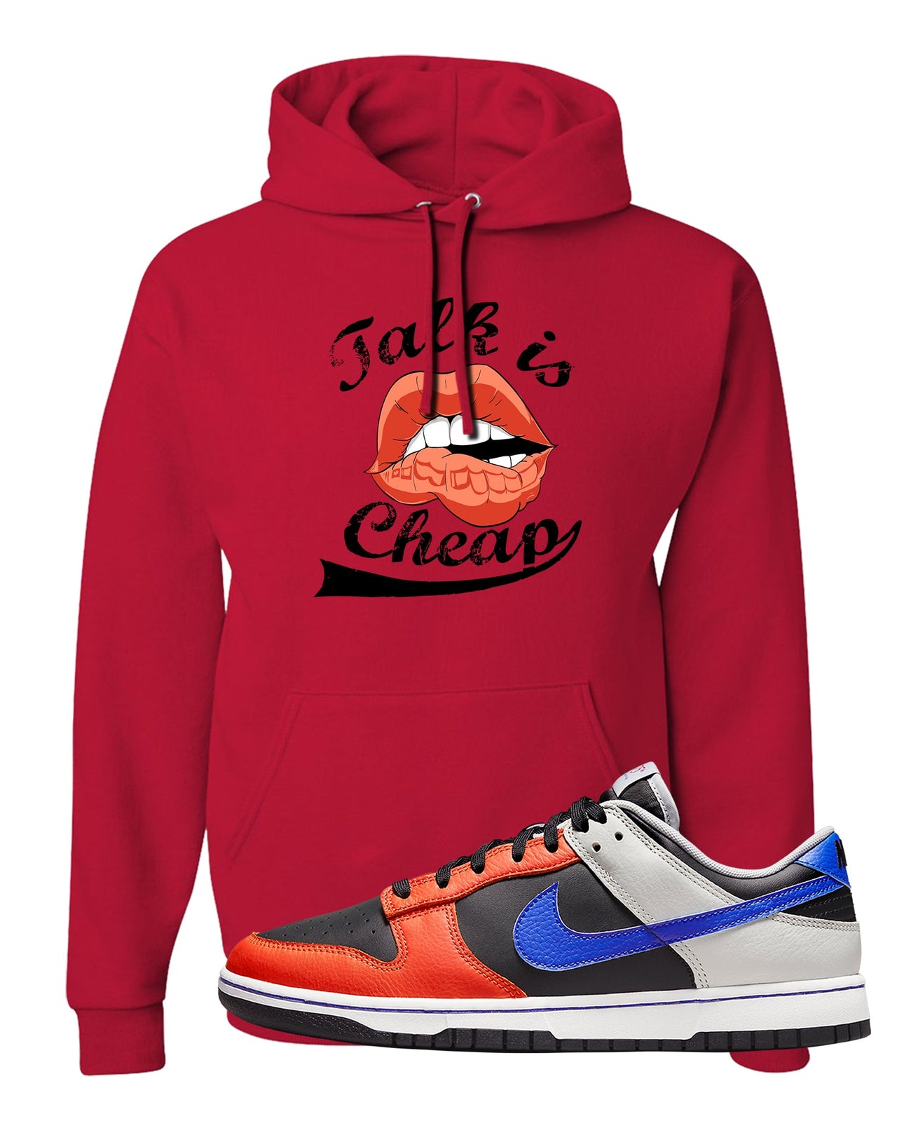 75th Anniversary Low Dunks Hoodie | Talk Is Cheap, Red