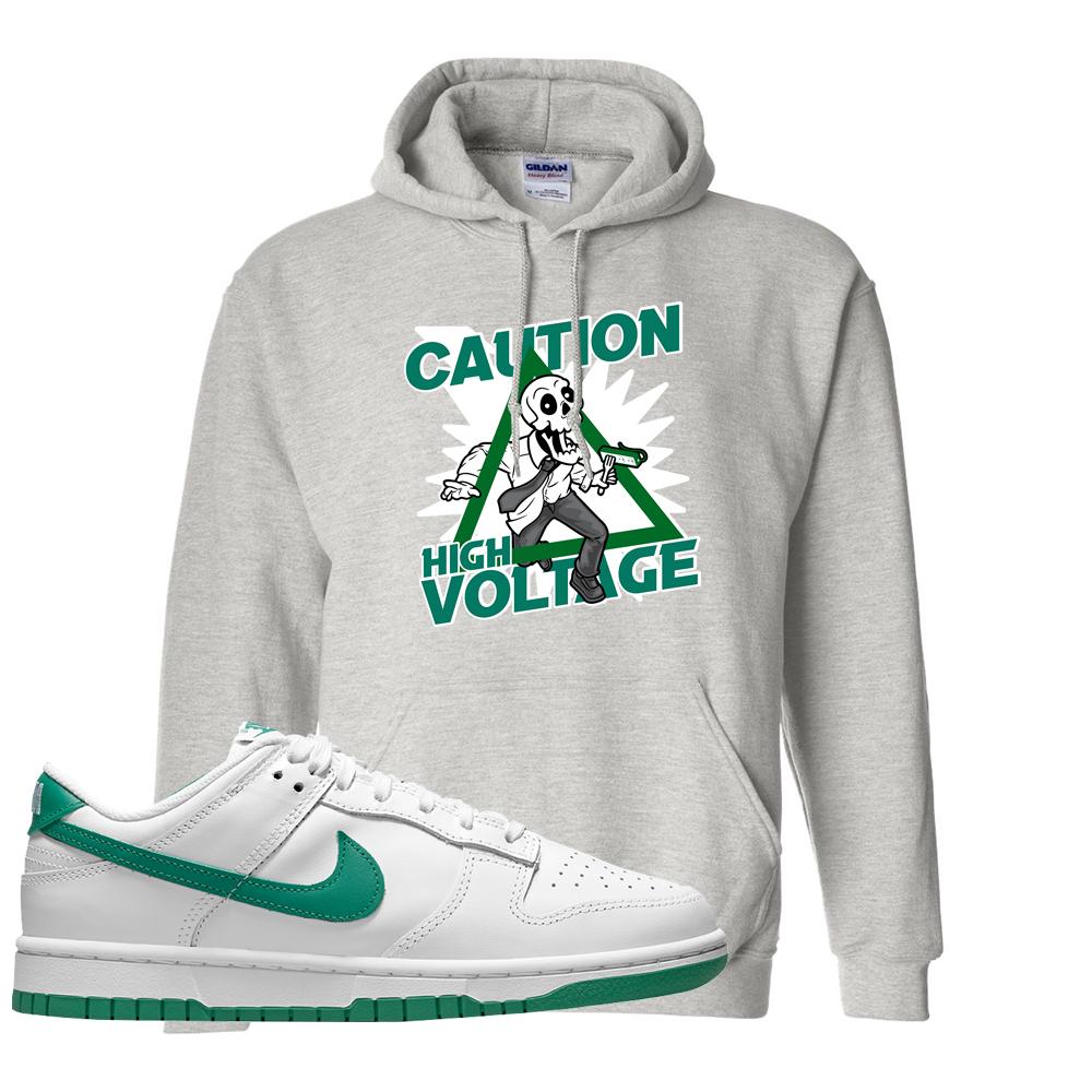 White Green Low Dunks Hoodie | Caution High Voltage, Ash