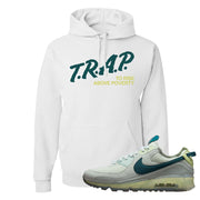 Seafoam Dark Teal Green 90s Hoodie | Trap To Rise Above Poverty, White